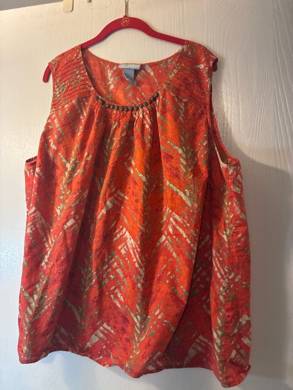 Liz & Me Orange Sleeveless Tunic with Beaded Neckline